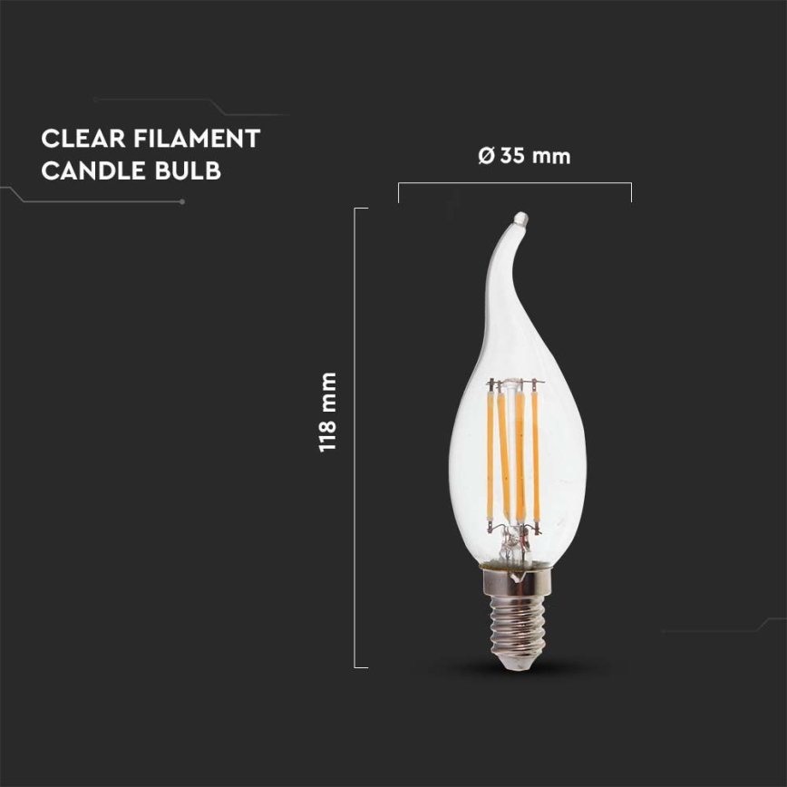 LED Крушка FILAMENT E14/4W/230V 6500K