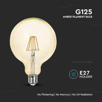 LED Крушка FILAMENT G125 E27/12W/230V 2200K