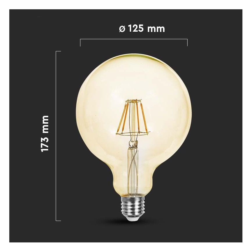 LED Крушка FILAMENT G125 E27/12W/230V 2200K