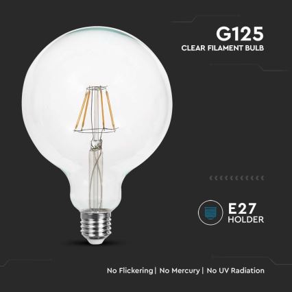 LED Крушка FILAMENT G125 E27/12W/230V 3000K