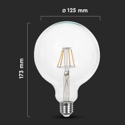 LED Крушка FILAMENT G125 E27/12W/230V 6500K