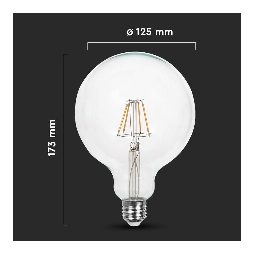 LED Крушка FILAMENT G125 E27/12W/230V 6500K