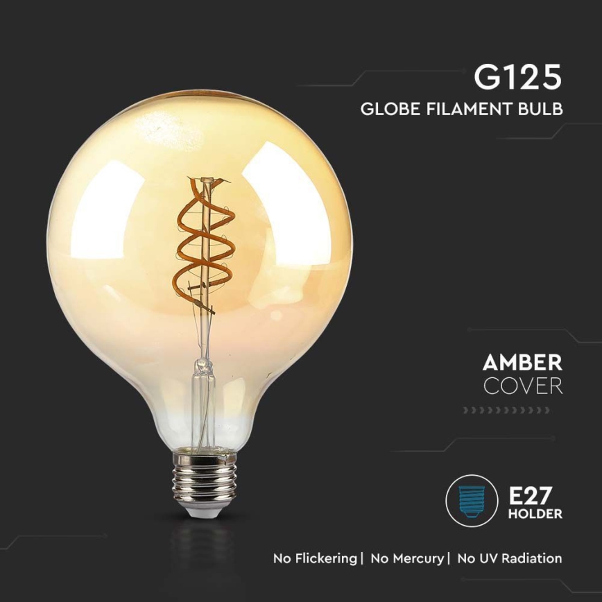 LED Крушка FILAMENT G125 E27/6W/230V 1800K