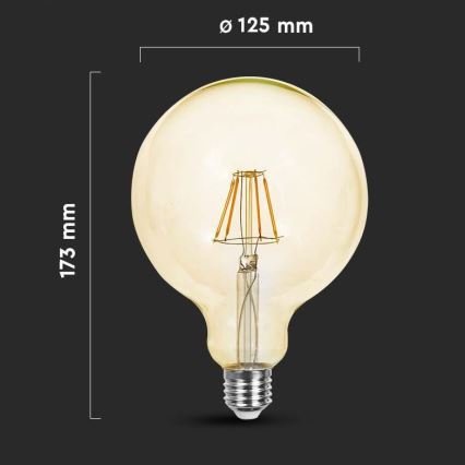 LED Крушка FILAMENT G125 E27/6W/230V 2200K