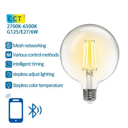 LED Димируема крушка FILAMENT MESH Smart G125 E27/6W/230V 2700-6500K - Aigostar
