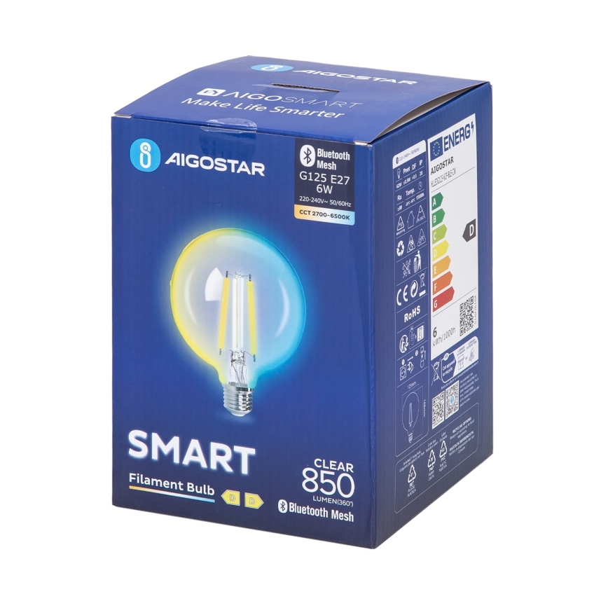 LED Димируема крушка FILAMENT MESH Smart G125 E27/6W/230V 2700-6500K - Aigostar