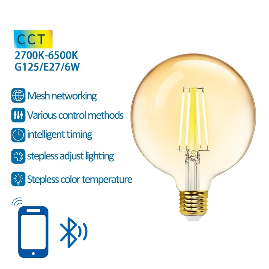 LED Димируема крушка FILAMENT MESH Smart G125 E27/6W/230V 2700-6500K - Aigostar