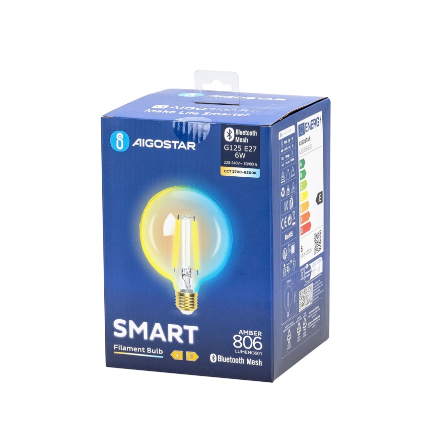 LED Димируема крушка FILAMENT MESH Smart G125 E27/6W/230V 2700-6500K - Aigostar