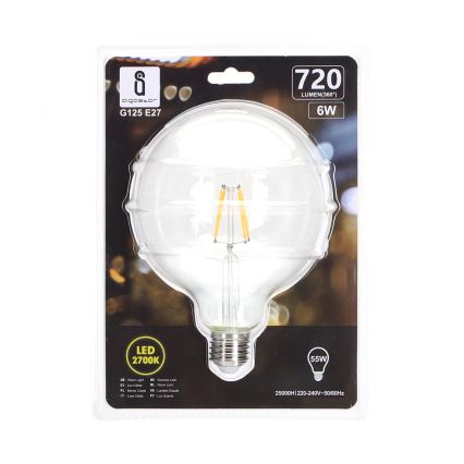 LED Крушка FILAMENT G125 E27/6W/230V 2700K - Aigostar