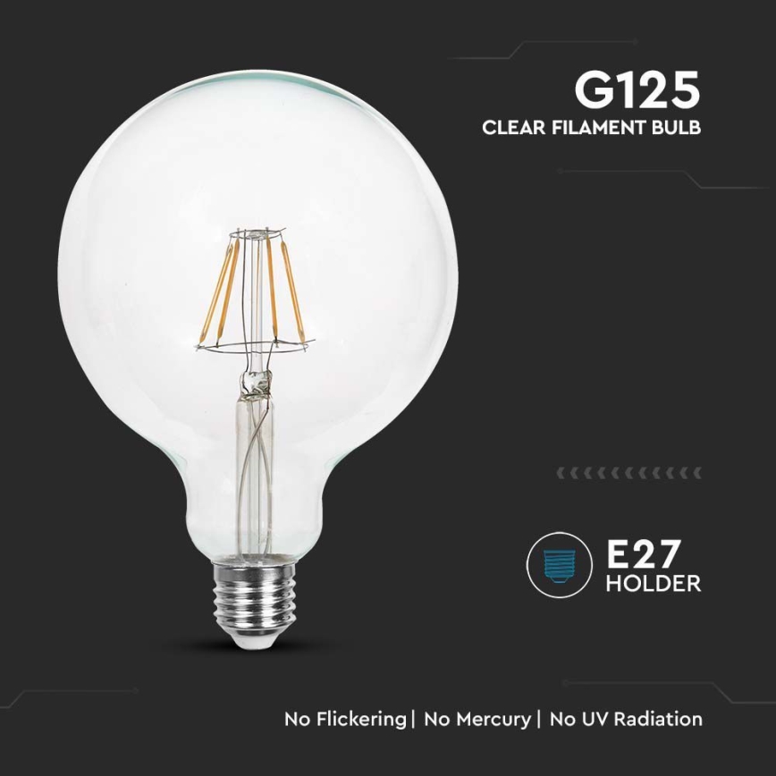 LED Крушка FILAMENT G125 E27/6W/230V 3000K