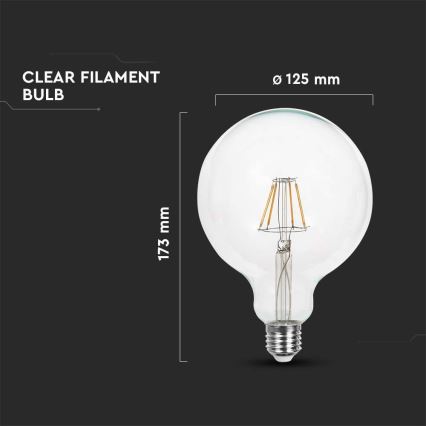 LED Крушка FILAMENT G125 E27/6W/230V 3000K