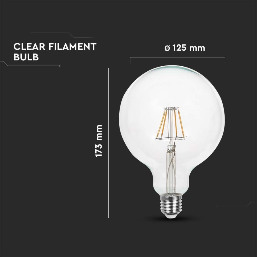 LED Крушка FILAMENT G125 E27/6W/230V 3000K