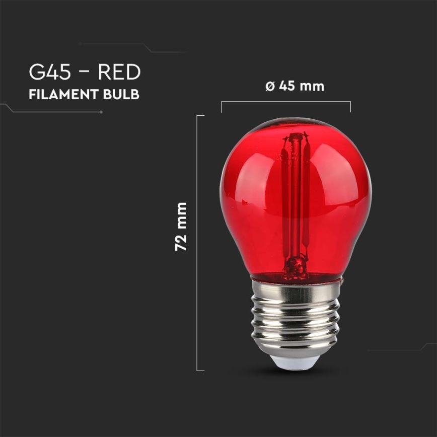 LED Крушка FILAMENT G45 E27/2W/230V червен
