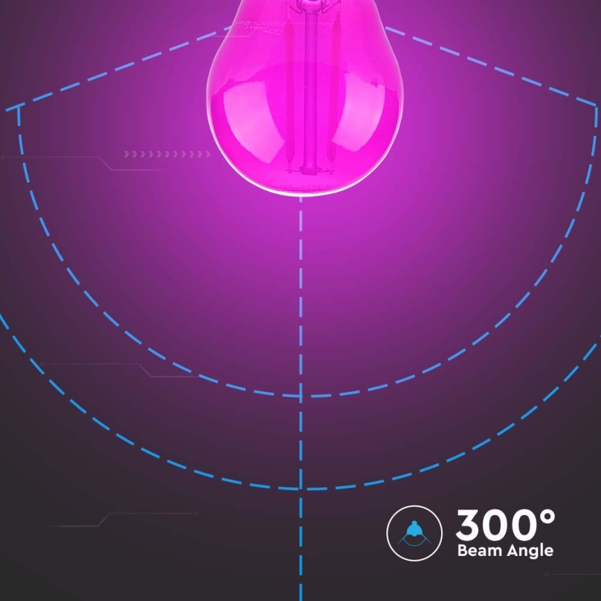 LED Крушка FILAMENT G45 E27/2W/230V розов