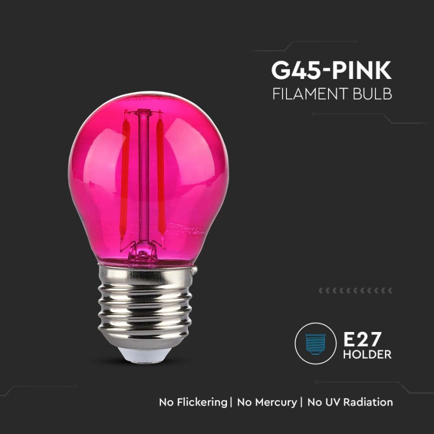 LED Крушка FILAMENT G45 E27/2W/230V розов