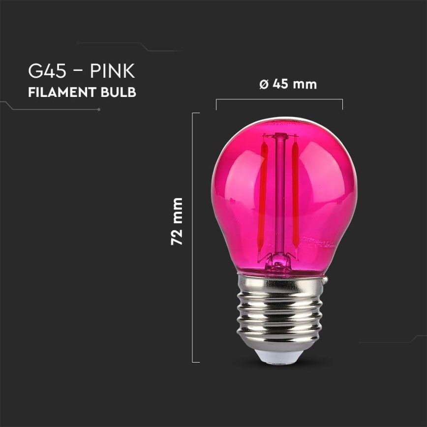 LED Крушка FILAMENT G45 E27/2W/230V розов