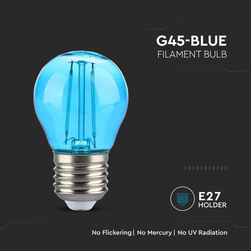 LED Крушка FILAMENT G45 E27/2W/230V син