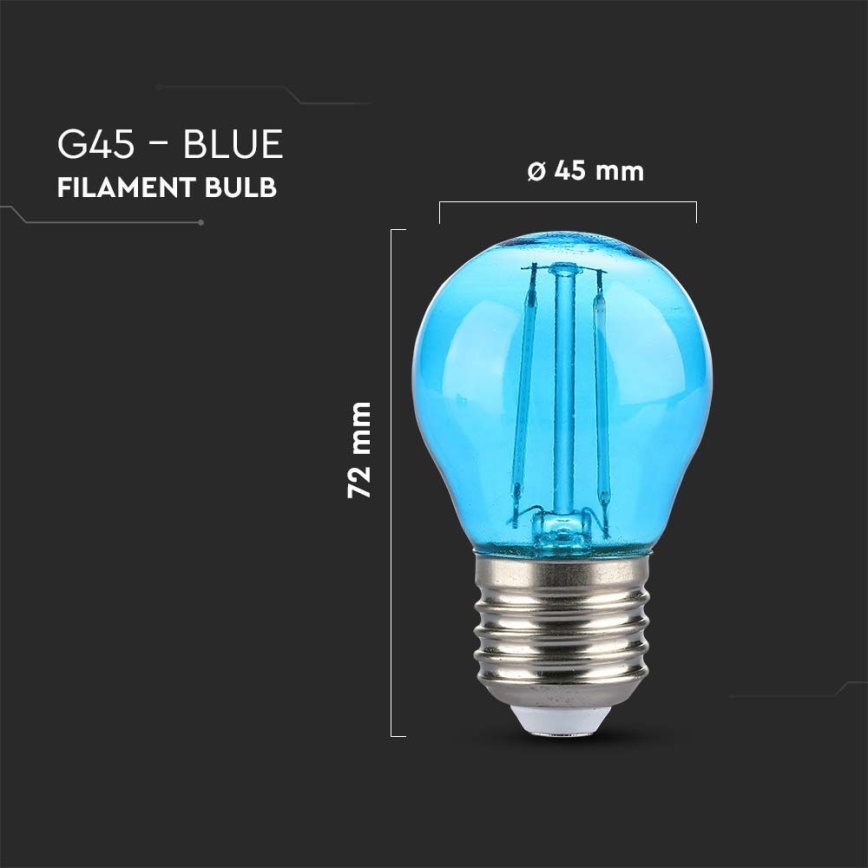 LED Крушка FILAMENT G45 E27/2W/230V син