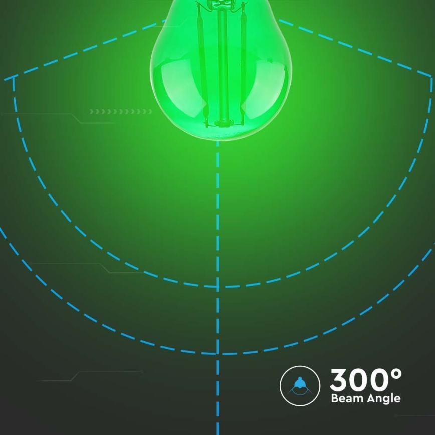 LED Крушка FILAMENT G45 E27/2W/230V зелен
