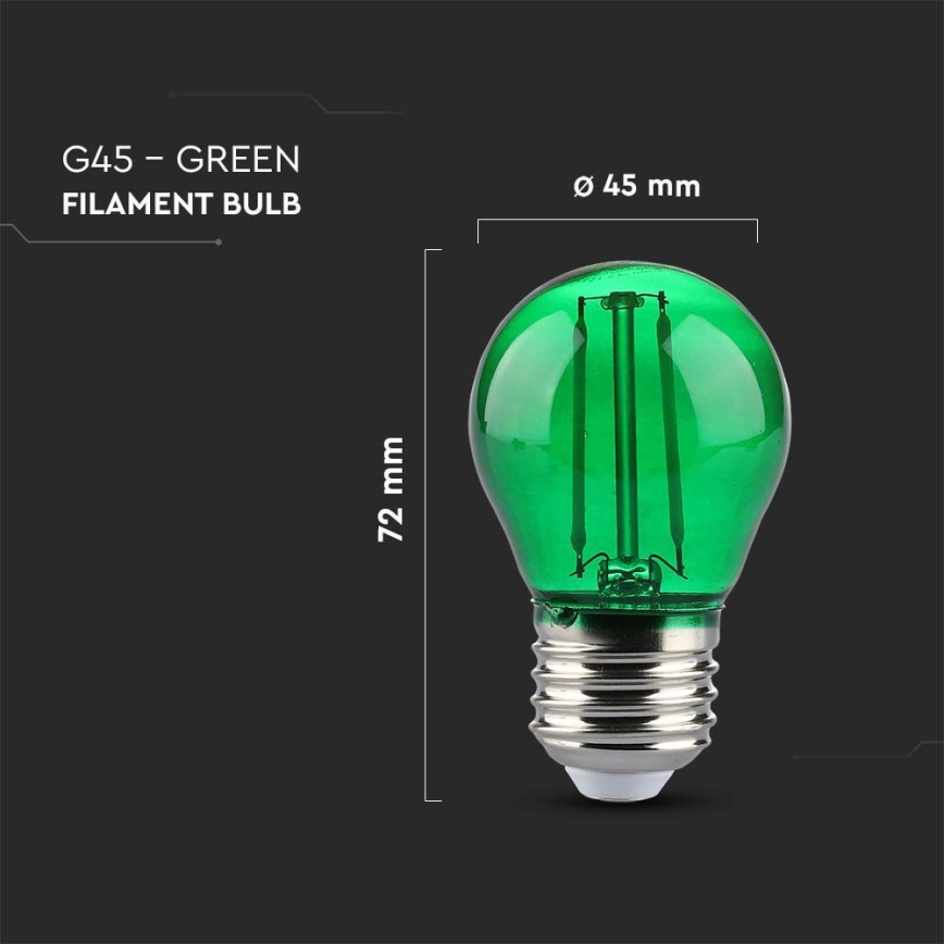 LED Крушка FILAMENT G45 E27/2W/230V зелен