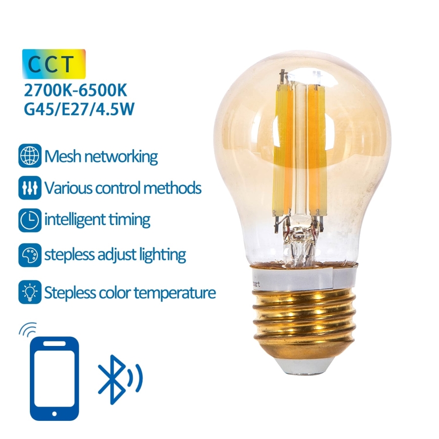 LED Димируема крушка FILAMENT MESH Smart G45 E27/4,5W/230V 2700-6500K - Aigostar