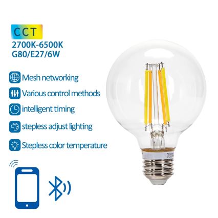 LED Димируема крушка FILAMENT MESH Smart G80 E27/6W/230V 2700-6500K - Aigostar