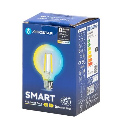 LED Крушка FILAMENT G80 E27/6W/230V 2700-6500K - Aigostar