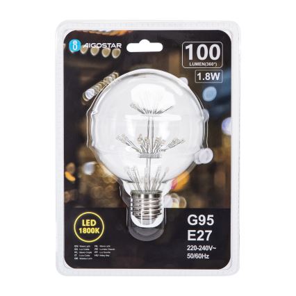 LED Крушка FILAMENT G95 E27/1,8W/230V 1800K - Aigostar