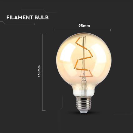 LED Крушка FILAMENT G95 E27/4W/230V 2200K