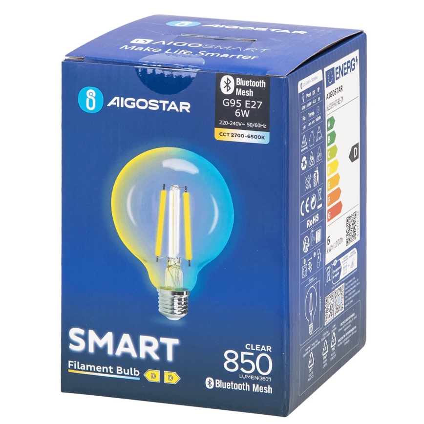 LED Димируема крушка FILAMENT MESH Smart G95 E27/6W/230V 2700-6500K - Aigostar