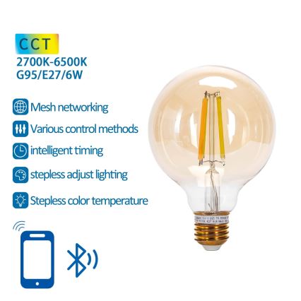 LED Димируема крушка FILAMENT MESH Smart G95 E27/6W/230V 2700-6500K - Aigostar