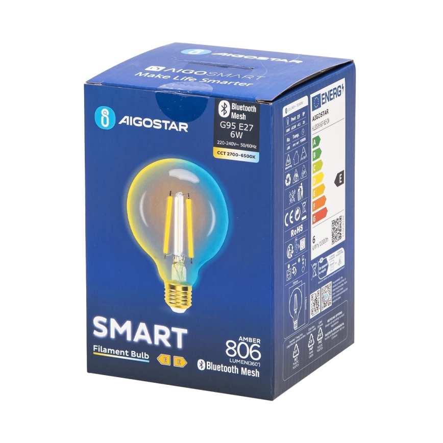 LED Димируема крушка FILAMENT MESH Smart G95 E27/6W/230V 2700-6500K - Aigostar