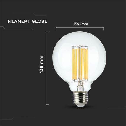 LED Крушка FILAMENT G95 E27/6W/230V 3000K