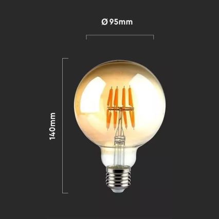 LED Крушка FILAMENT G95 E27/8W/230V 2200K