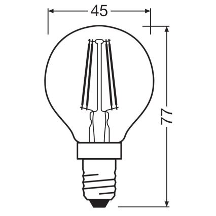 LED Крушка FILAMENT P40 E14/4W/230V 2700K - Osram
