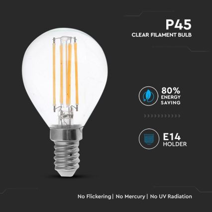 LED Крушка FILAMENT P45 E14/4W/230V 4000K
