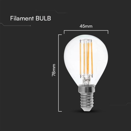 LED Крушка FILAMENT P45 E14/6W/230V 4000K
