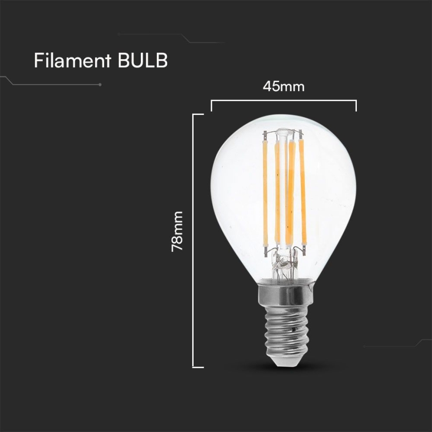LED Крушка FILAMENT P45 E14/6W/230V 4000K