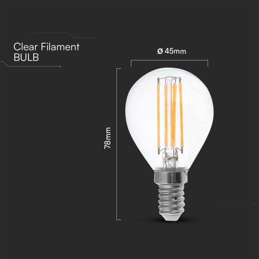 LED Крушка FILAMENT P45 E14/6W/230V 6500K