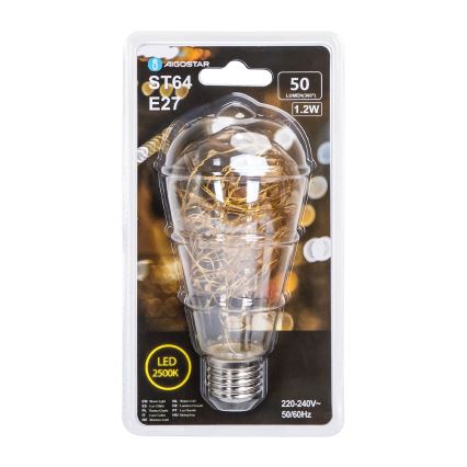 LED Крушка FILAMENT ST64 E27/1,2W/230V 2500K - Aigostar