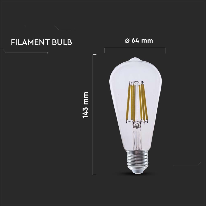 LED Крушка FILAMENT ST64 E27/4W/230V 3000K