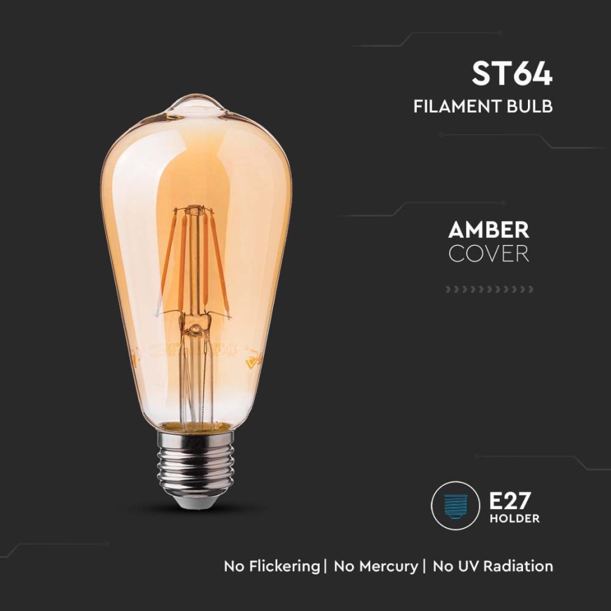 LED Крушка FILAMENT ST64 E27/6W/230V 2200K