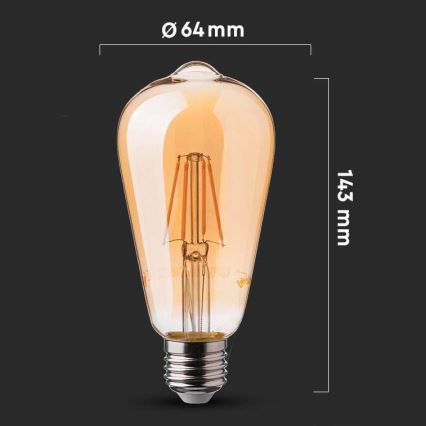 LED Крушка FILAMENT ST64 E27/6W/230V 2200K