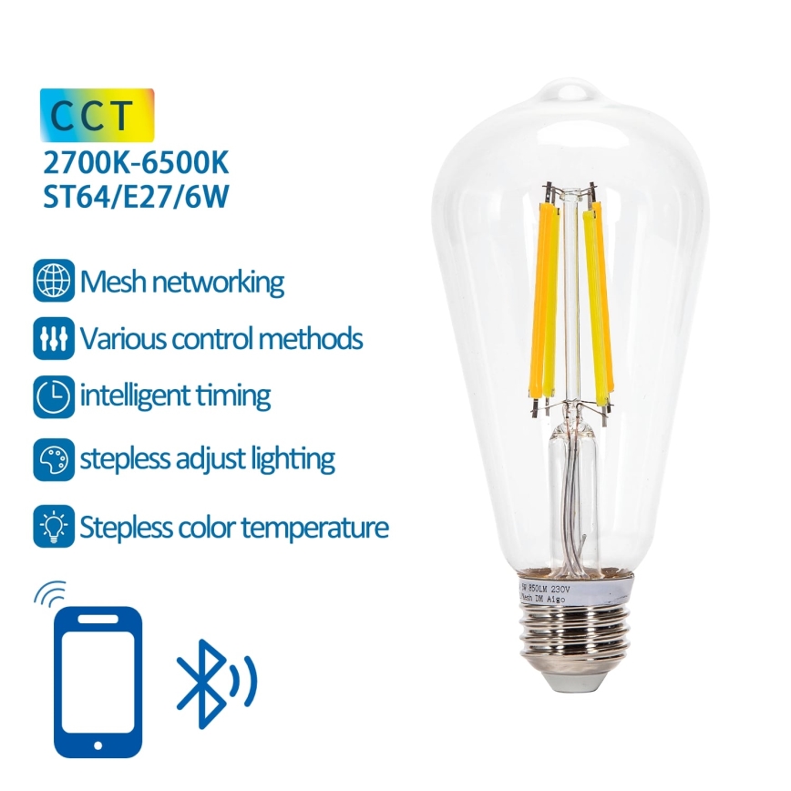 LED Димируема крушка FILAMENT MESH Smart ST64 E27/6W/230V 2700-6500K - Aigostar
