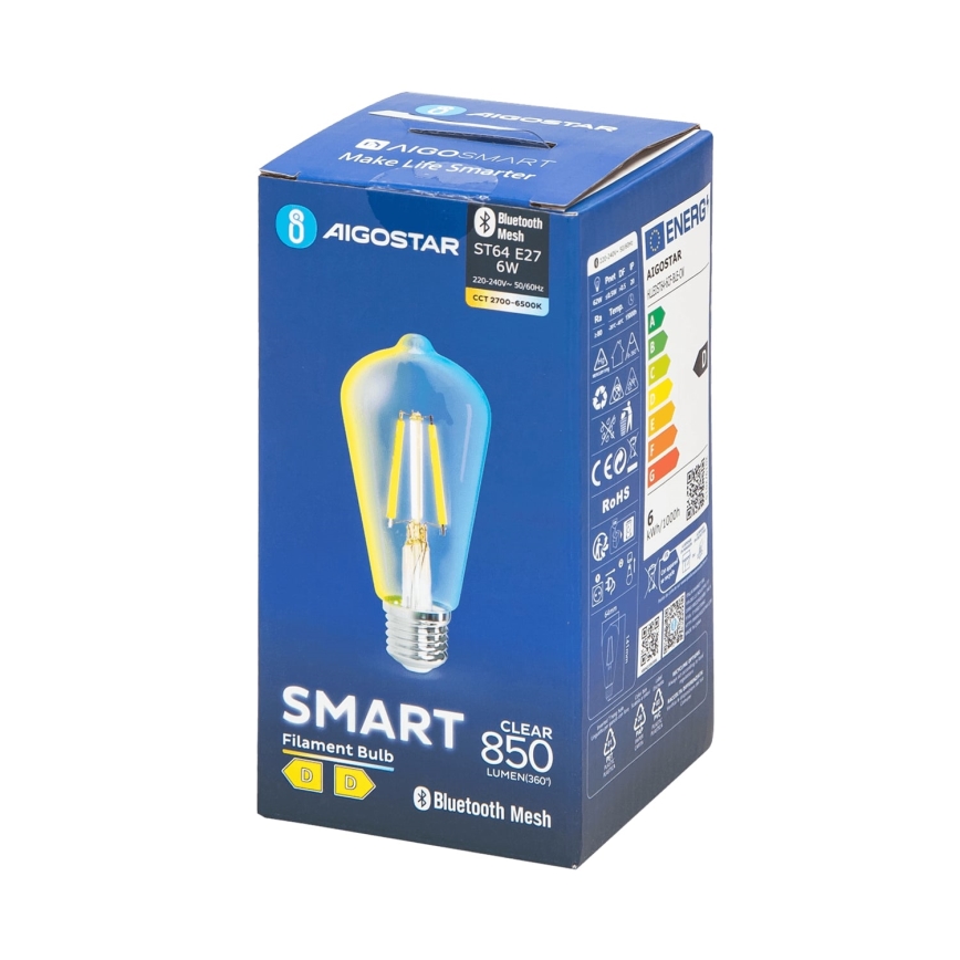 LED Димируема крушка FILAMENT MESH Smart ST64 E27/6W/230V 2700-6500K - Aigostar