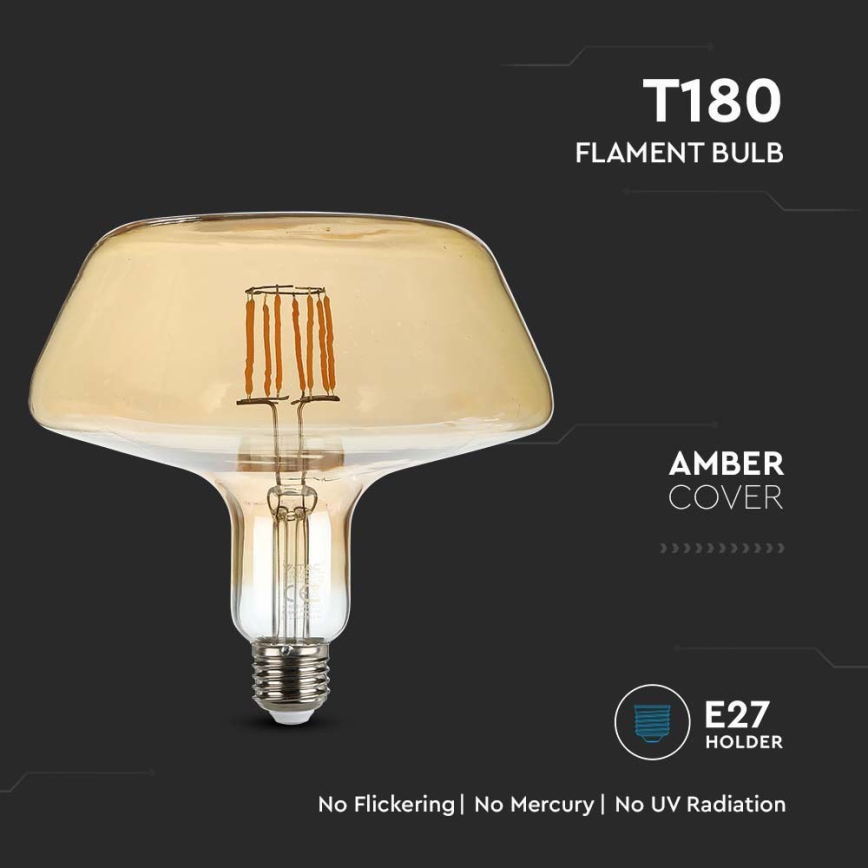 LED Крушка FILAMENT T180 E27/8W/230V 1800K