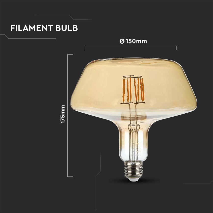 LED Крушка FILAMENT T180 E27/8W/230V 1800K