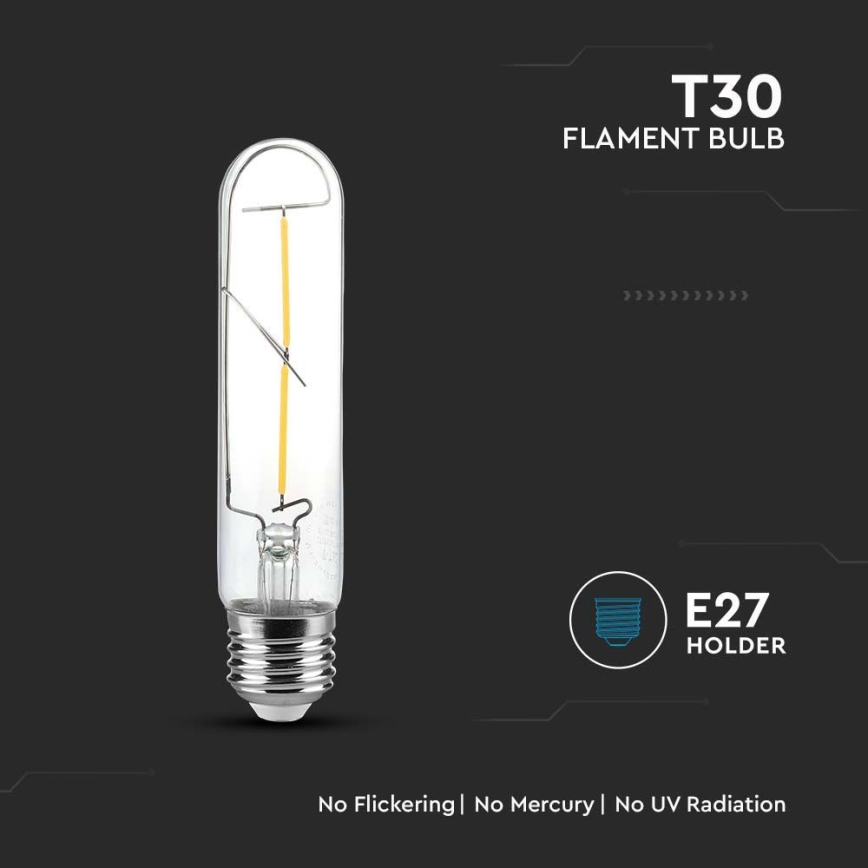 LED Крушка FILAMENT T30 E27/2W/230V 3000K