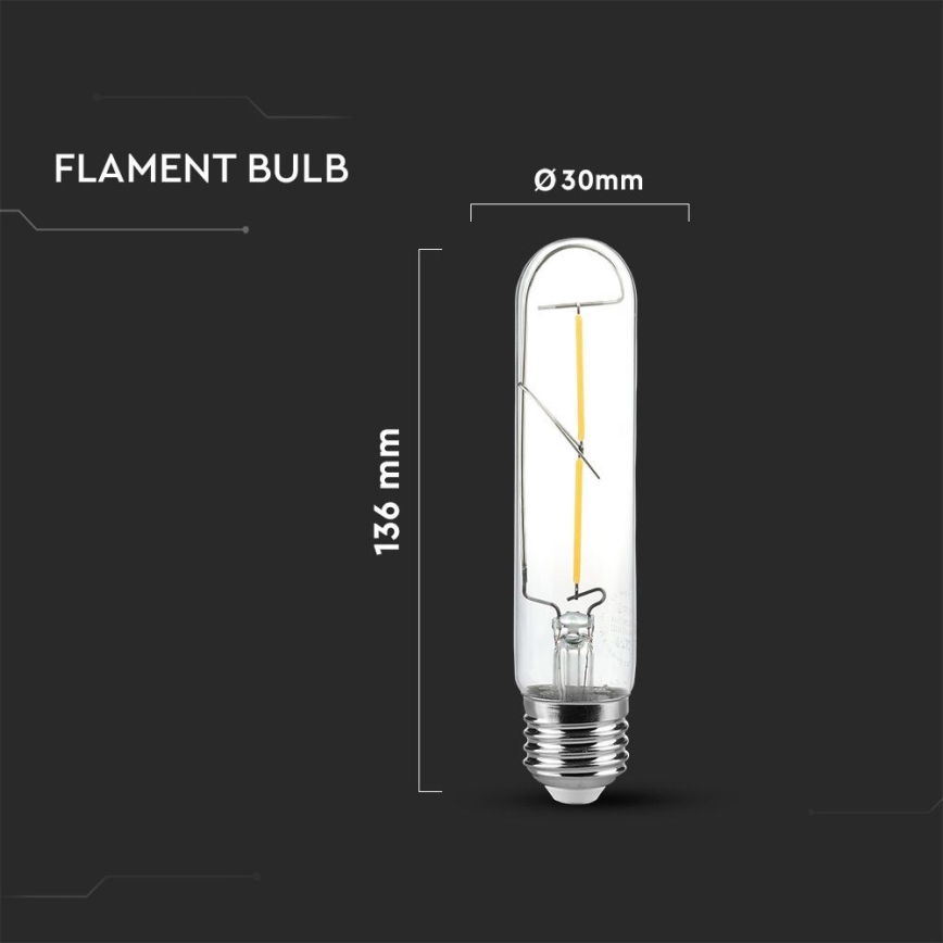 LED Крушка FILAMENT T30 E27/2W/230V 3000K