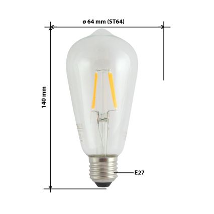 LED Крушка FILAMENT VINTAGE ST64 E27/4W/230V 2700K